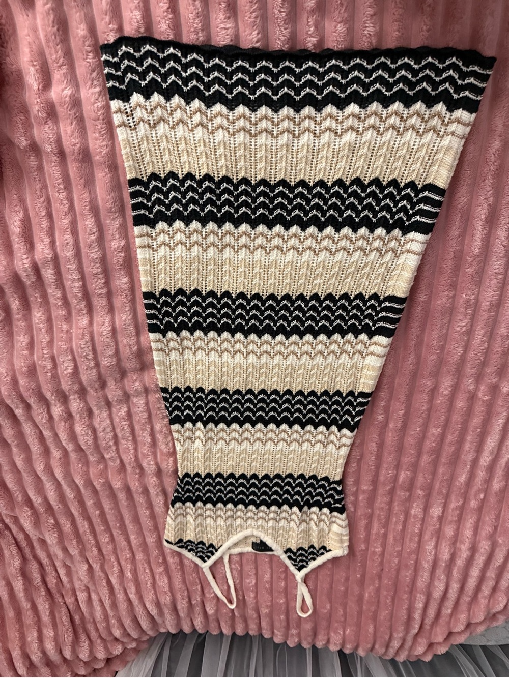 Say What? Striped V‑Neck Knit Tank in Cream and Black